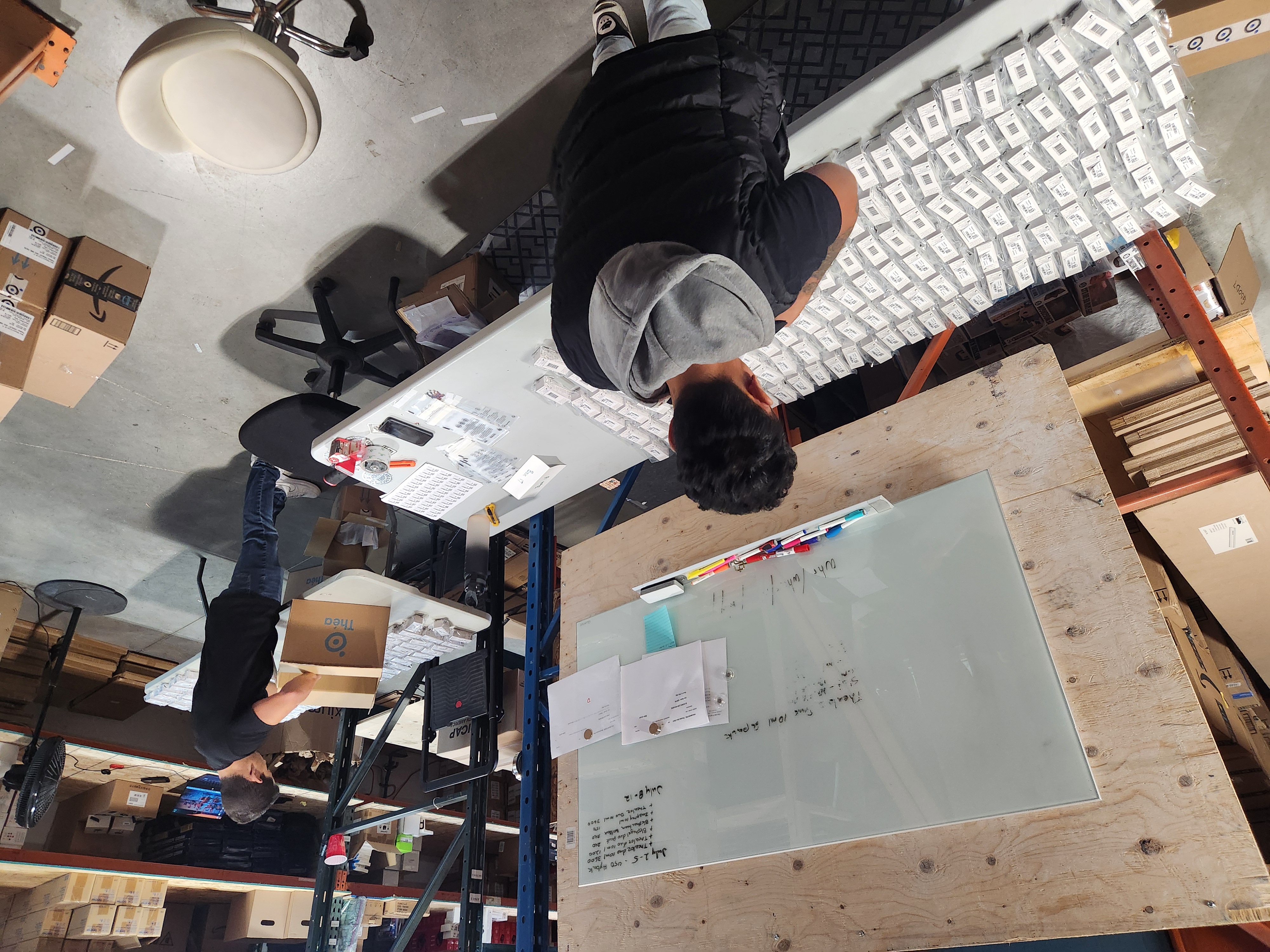 Team labelling hundreds of items at prep tables