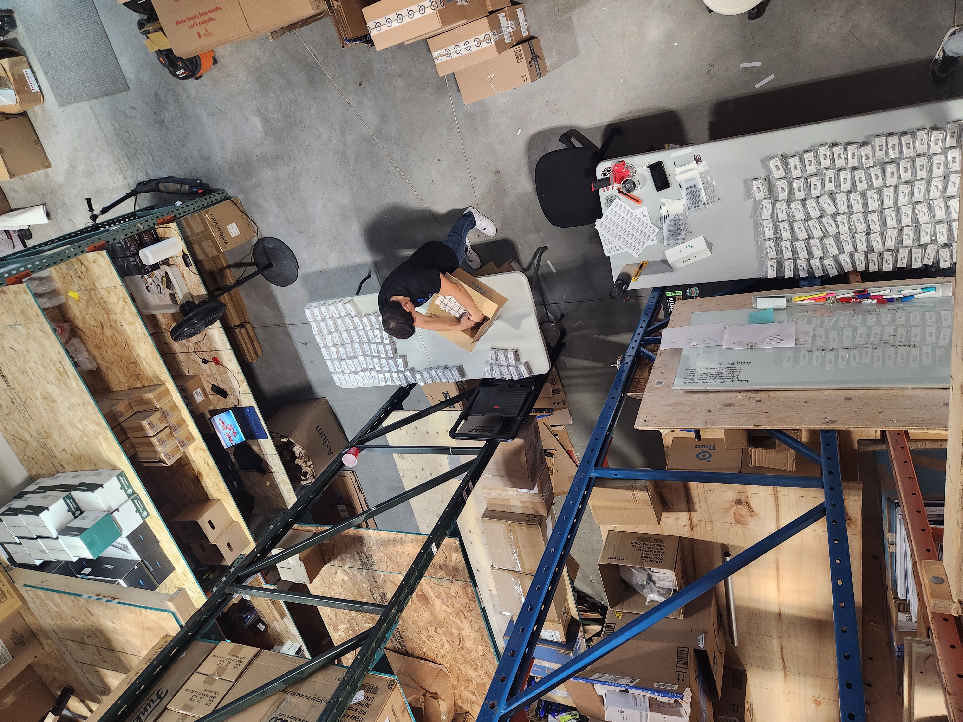 Aerial view of Ebb & Flow warehouse operations